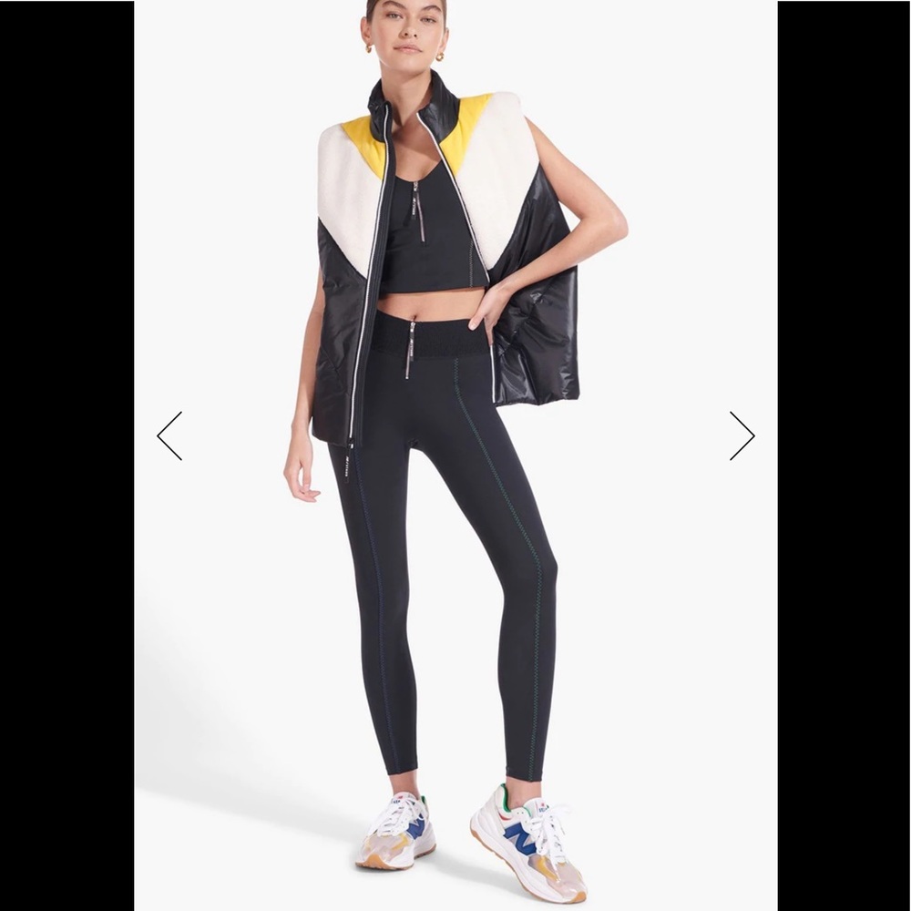 STAUD Black High-Waist Leggings with Contrast Stitching